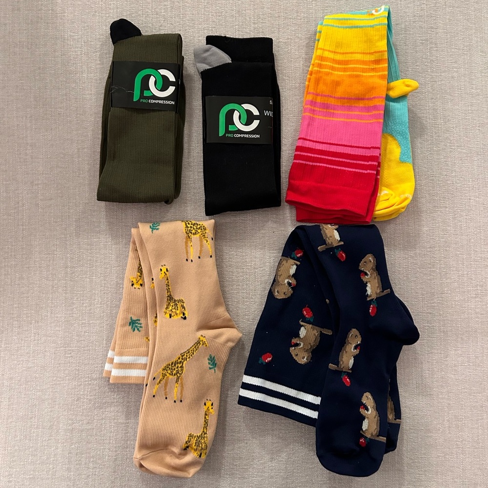 Compression socks - set of 5. All new, never worn.
